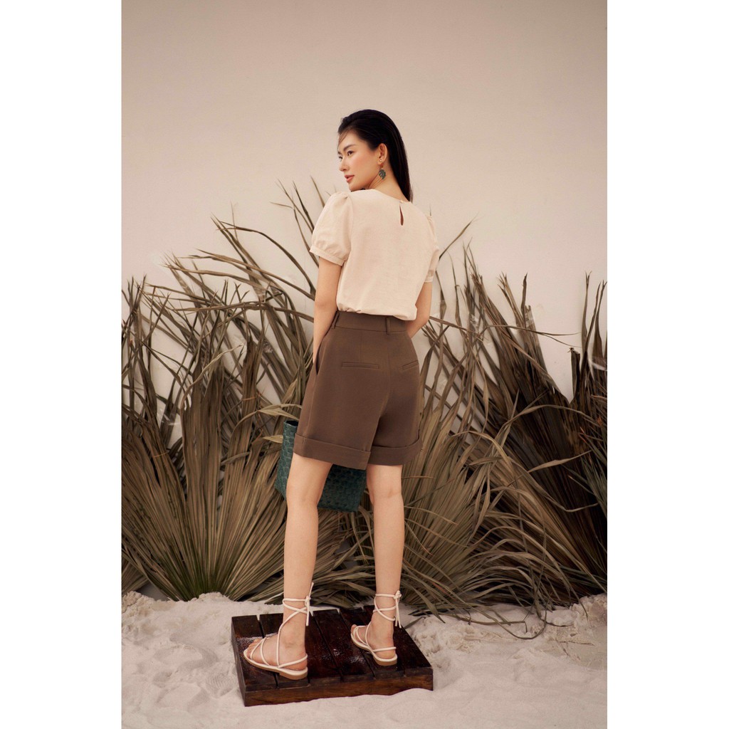 Áo sơ mi be thêu linh lan phối nơ rêu 1AO2040 ADORE DRESS | BigBuy360 - bigbuy360.vn