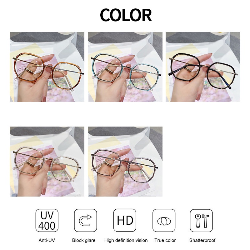 (KIQI-FASHION) COD Mắt Kính Gọng Tròn Chống Ánh Sáng Xanh Thời Trang Cho Nam Và Nữ