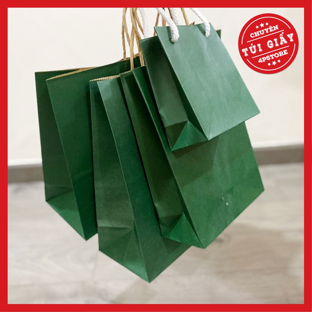 TÚI GIẤY KRAFT ĐỰNG QUÀ XANH LÁ ĐẬM 5 SIZE