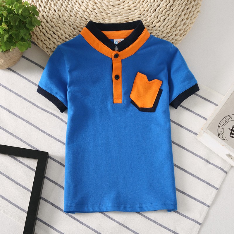 Áo thun polo cotton nguyên chất đơn giản cho bé trai