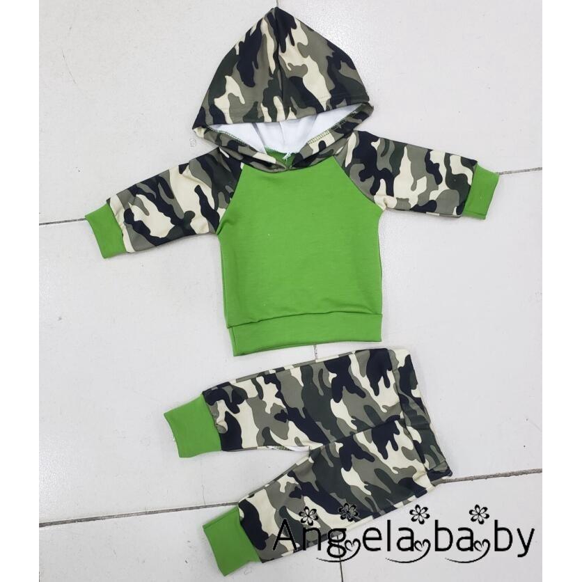 Set quần áo dài tay 2 món có mũ phối họa tiết rằn ri dễ thương cho bé