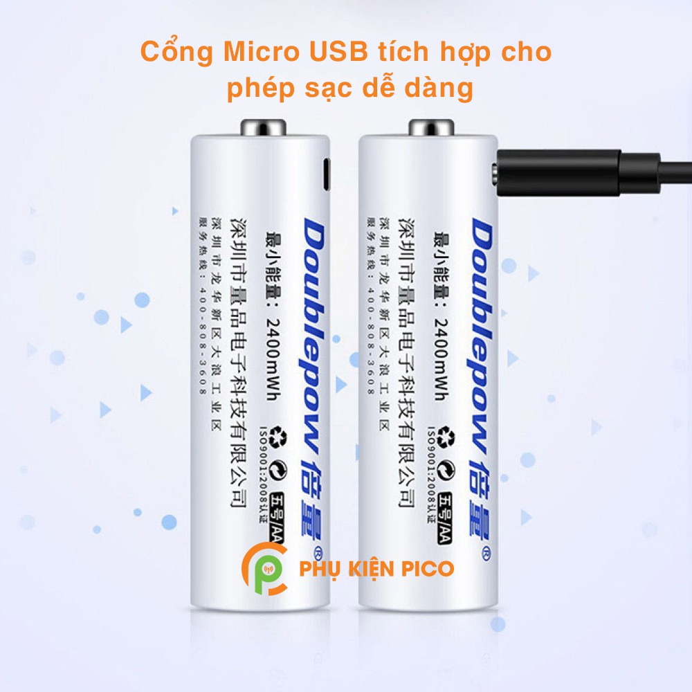 Pin sạc 1.5V Doublepow 2400mWh có cổng sạc trực tiếp Micro USB - Pin Doublepow 2400mWh 1.5V