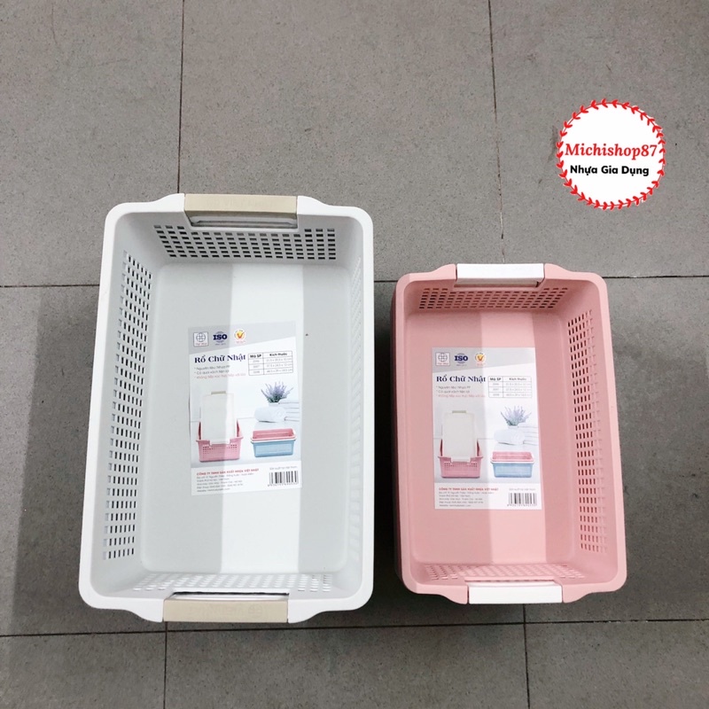 Rổ Chữ Nhật 3 Size Có Quai Cầm Nhựa Việt Nhật Mẫu Mới, Khay Chữ Nhật Đựng Tài Liệu, Đồ Dùng Văn Phòng(MS1196/97/98)