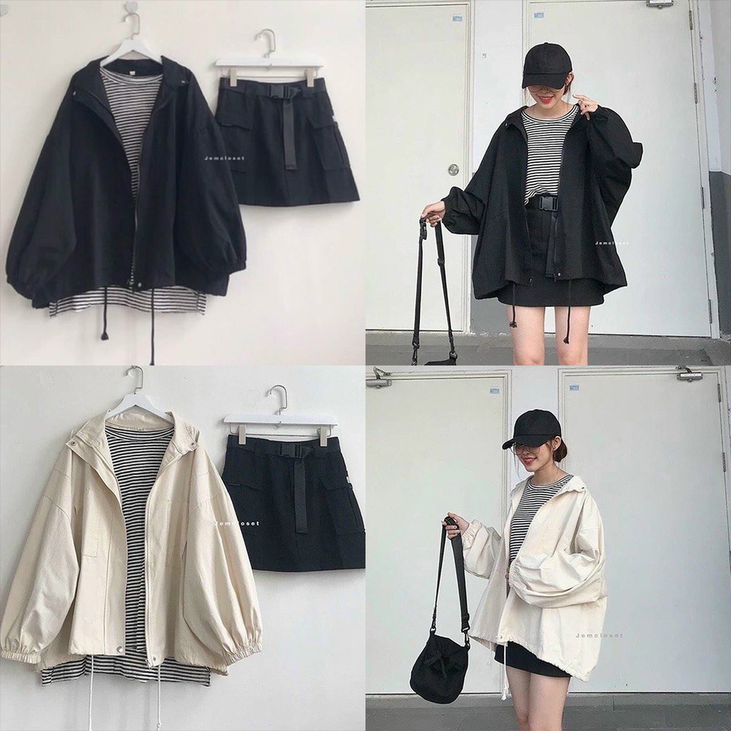 Áo khoác kaki trơn nữ form cánh dơi, áo choáng form rộng chống nắng thời trang mùa hè shopmap