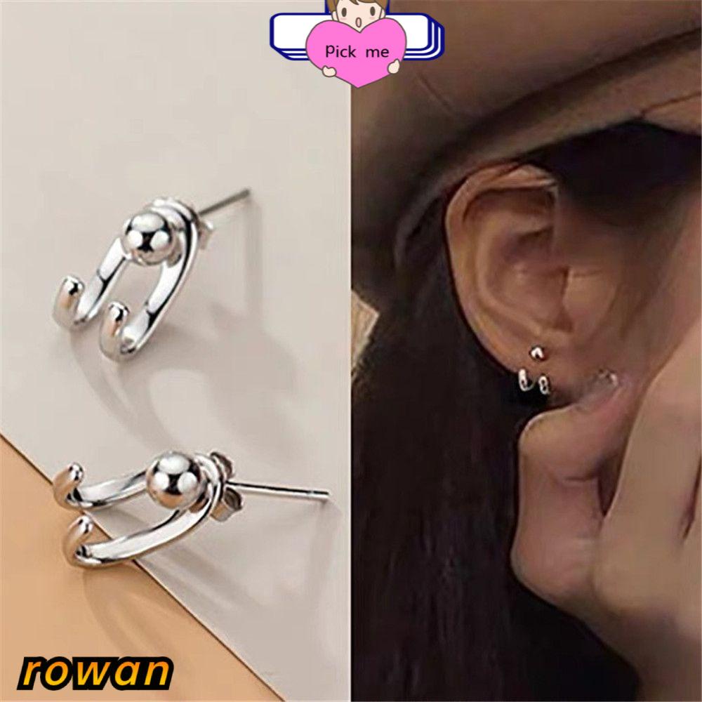 Khuyên tai dáng chữ C đơn giản phong cách Hàn Quốc thời trang cho nữ