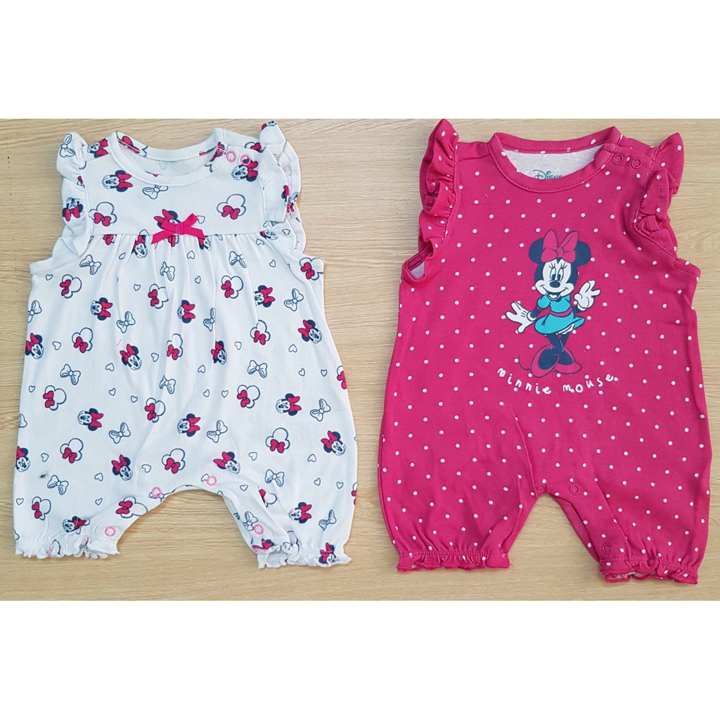 Set 2 body đùi bé gái sơ sinh (3-5kg) 100% COTTON ORGANIC hình Chuột Minnie VNXK xuất dư xịn