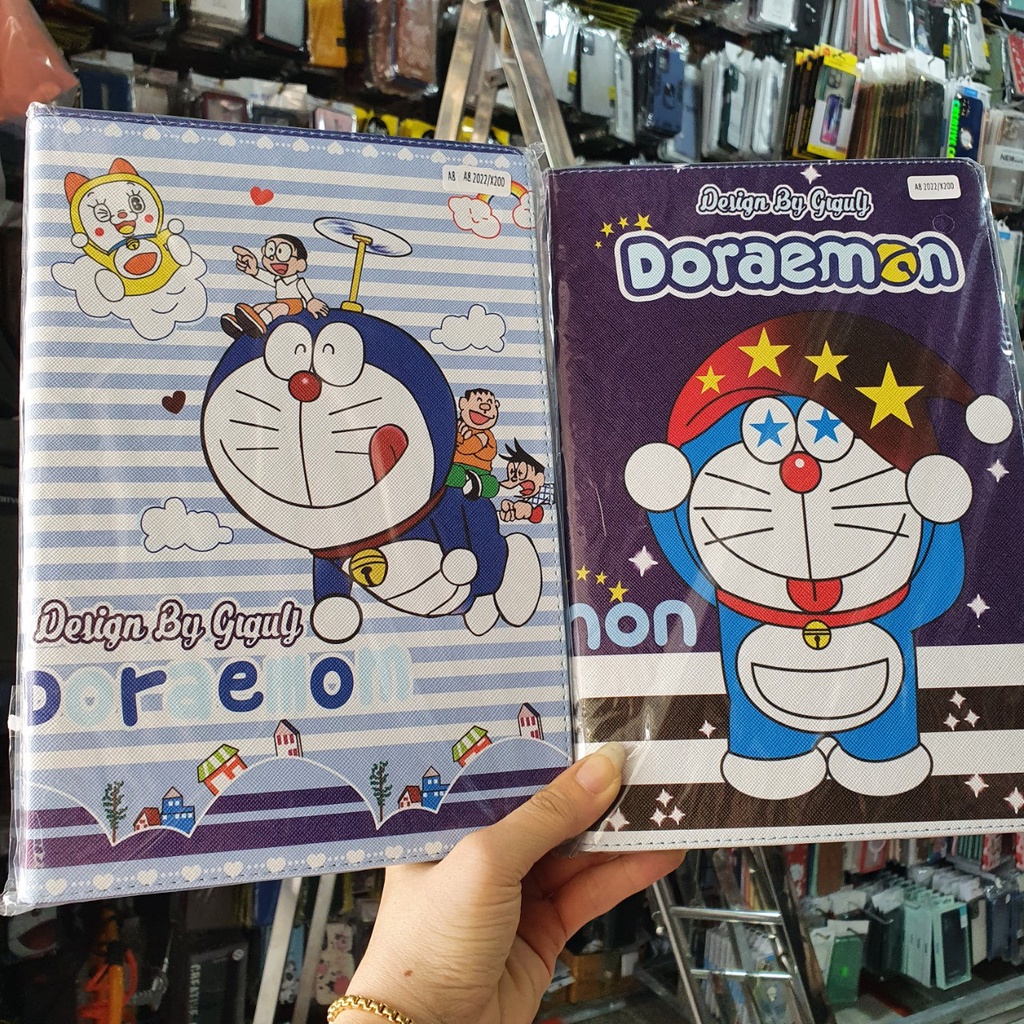 Bao da Samsung Tab A8 10.5" 2022 X200/ X205 hình Doremon Kitty gấp đứng xem phim