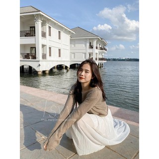 Áo croptop dài tay len tơ mỏng