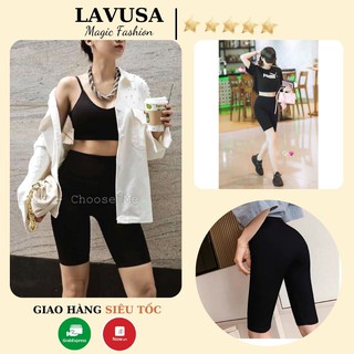 Quần Legging Lửng Nữ Tập Gym Quần Biker Ôm Dáng Ngắn LAVUSA