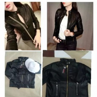 Áo khoác da nữ có 2 khóa kéo dưới ôm dáng cực đẹp mã 55