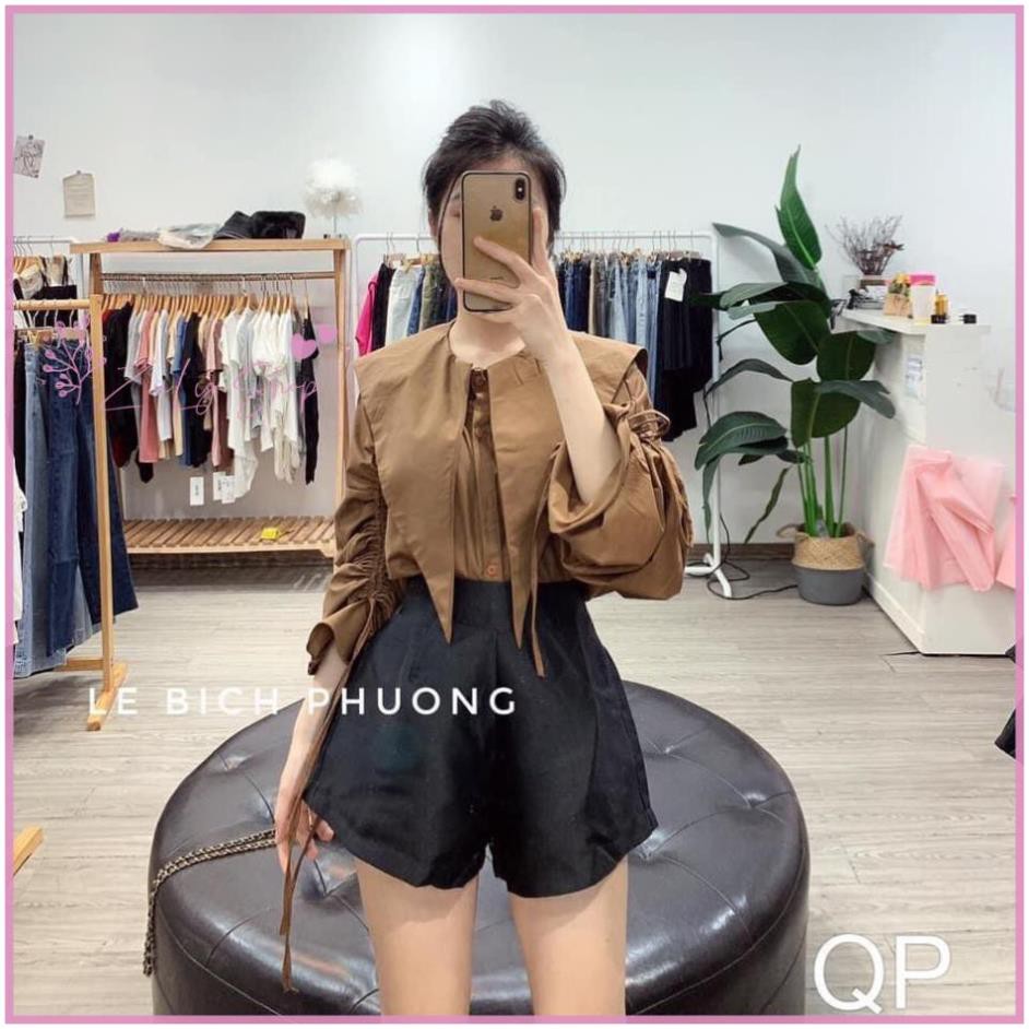 Sơ mi cổ nhọn tay rút 2 màu [s] | BigBuy360 - bigbuy360.vn
