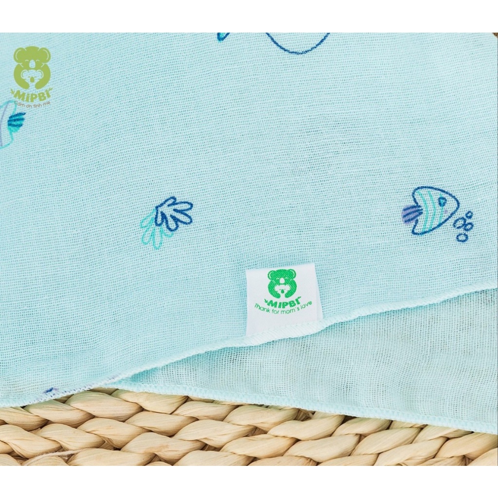 Set 5 Khăn sữa MIPBI 2 lớp cotton in hình 30x30cm