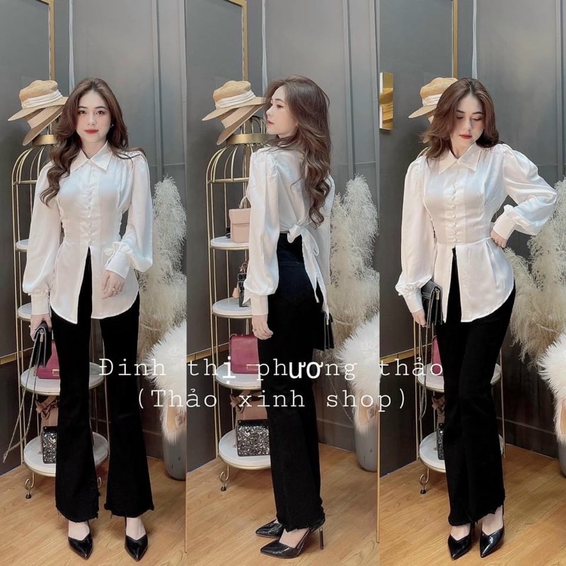 Sơ mi tơ lụa hot cột lưng siêu gọn 55-90kg phối với gì cũng đẹp | BigBuy360 - bigbuy360.vn
