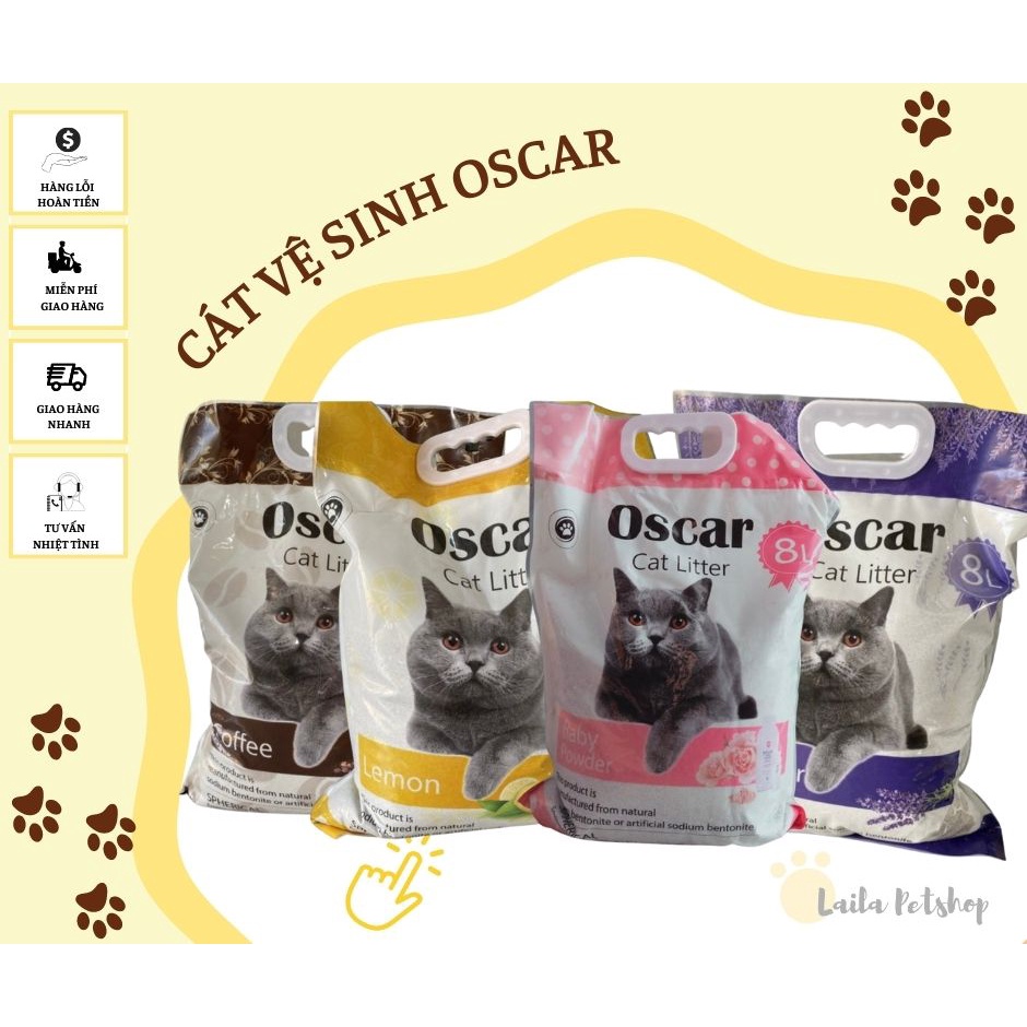 Cát Vệ Sinh Mèo OSCAR 8L | Cát cho mèo vón cục hút ẩm tốt, ship hỏa tốc TPHCM