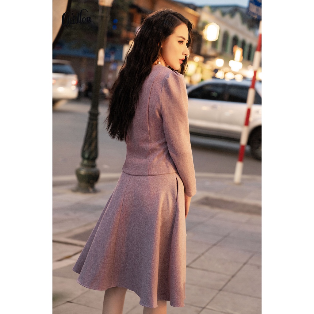 Áo dạ ký giả cúc ngọc vai bồng thiết kế by Chiffon