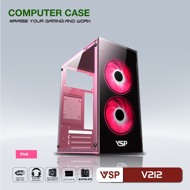 Case văn phòng - gaming VSP V212 (4 màu sắc)