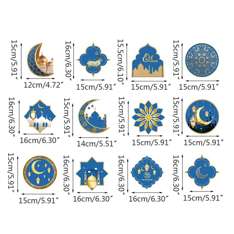 Set 12 Phụ Kiện Treo Trần Nhà Trang Trí Lễ Hội Ramadan Mubarak