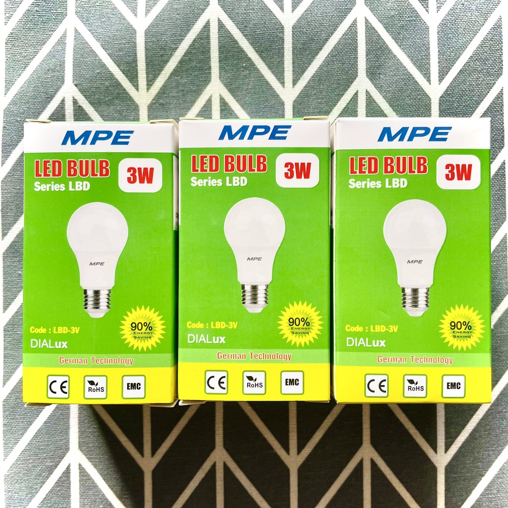 Đèn led bulb 3w MPE bảo hành 2 năm