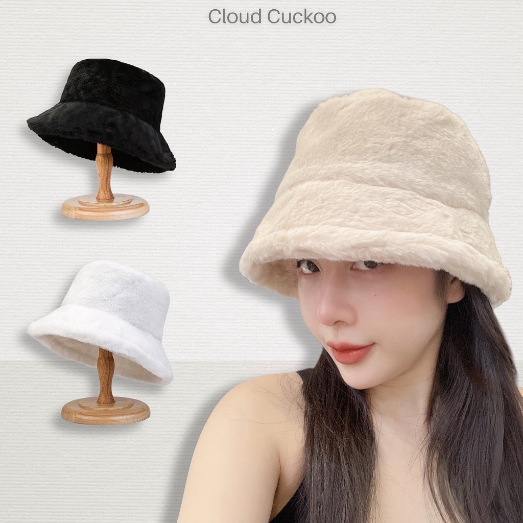 Mũ Bucket Giả Lông Mềm Mịn Phong Cách Tiểu Thư Sang Trọng - Mã Số: 18626