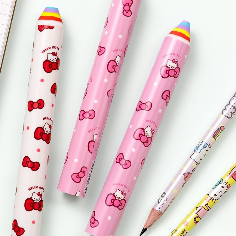 Gôm tẩy Hình bút chì đầy màu sắc sáng tạo dễ thương với chú mèo Hello Kitty và hình cầu vồng đây là dụng cụ học tập tiện ích cho trẻ em
