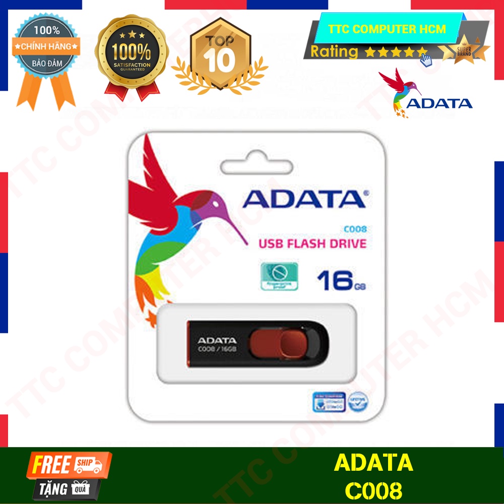 ADATA C008 | USB 2.0 ADATA C008 16GB Siêu Bền  - HÀNG CHÍNH HÃNG TTC COMPUTER