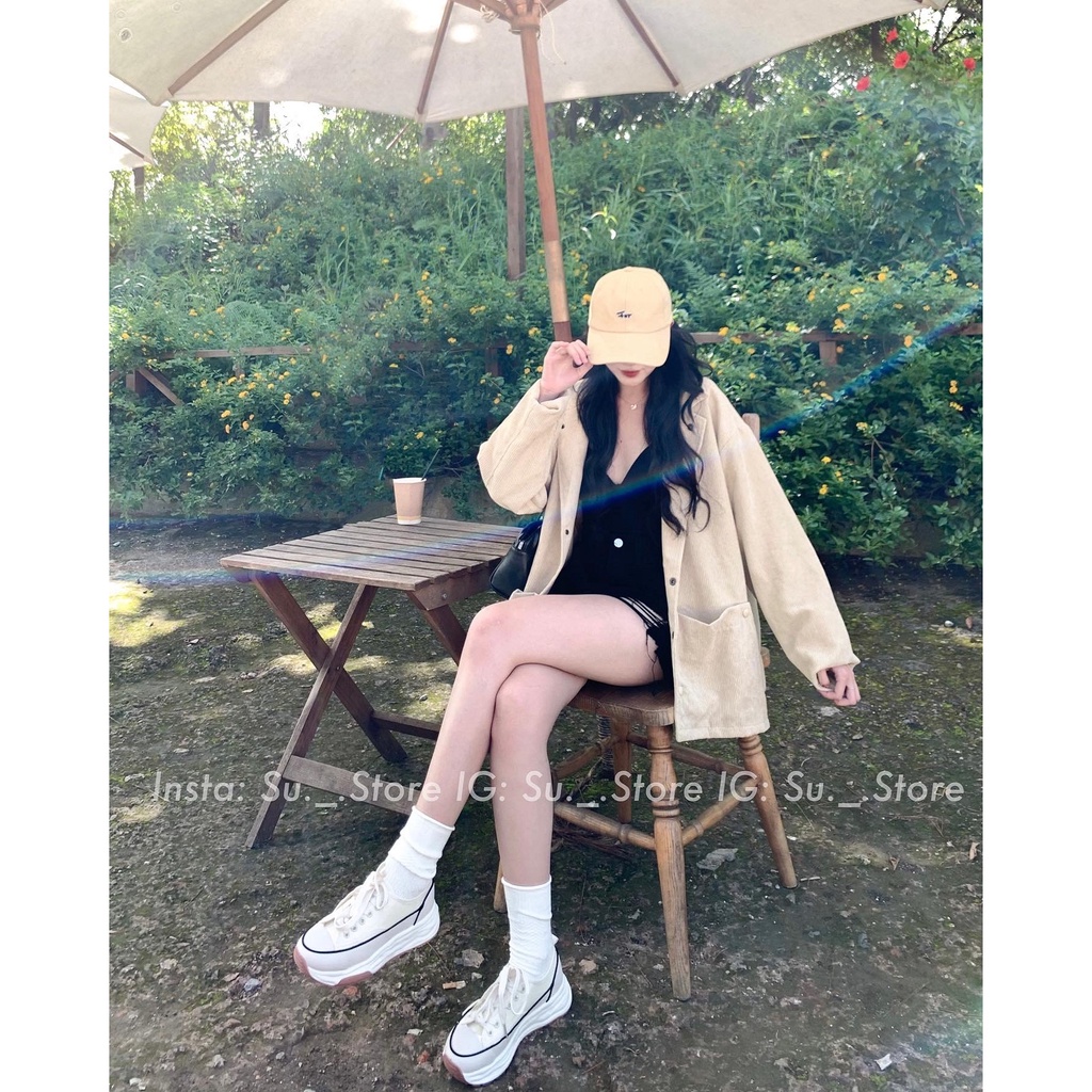 Áo khoác nhung gân oversize túi vuông A2364 SUSTORE