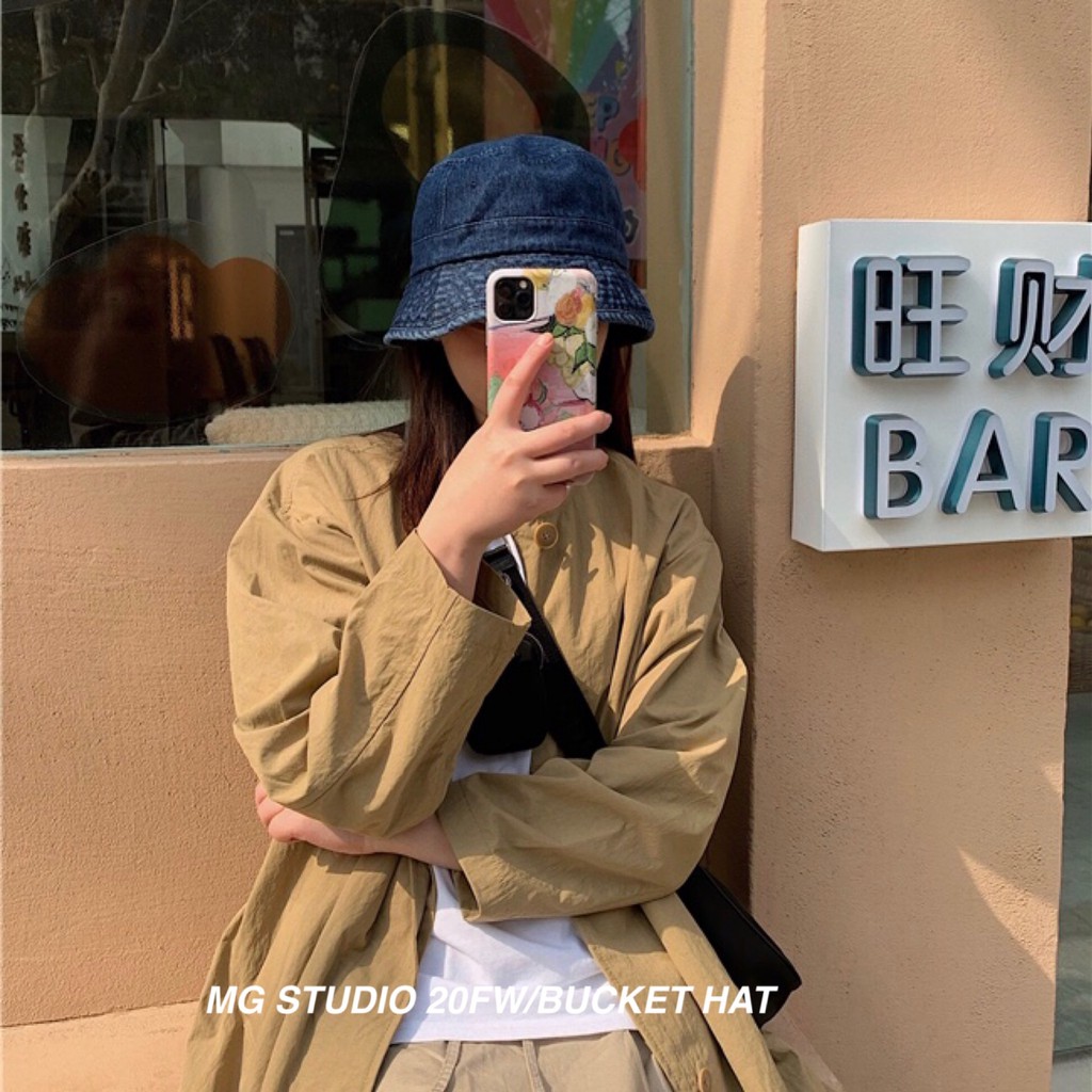 Mũ vành tròn MG STUDIO vải denim phong cách cổ điển