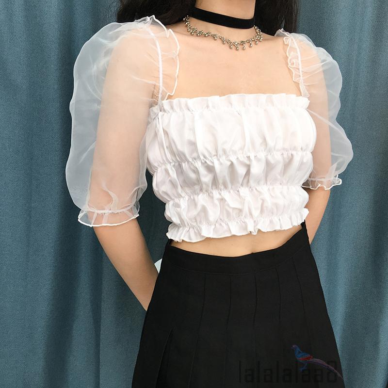 Áo Croptop tay phồng phong cách vintage | BigBuy360 - bigbuy360.vn
