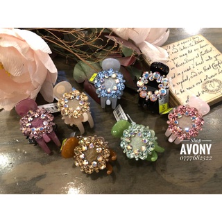 [xịn] Kẹp càng cua 3 răng tròn đính đá cao cấp Marcely (Marshily)