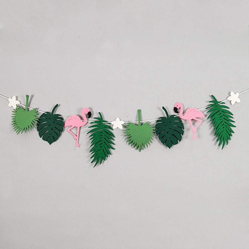 Dây gắn tường trang trí hình chim hồng hạc &amp; lá cây phong cách Hawaii