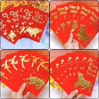 Set 6 bao lì xì trâu vàng lớn 17 x 9 cm TẾT TÂN SỬU