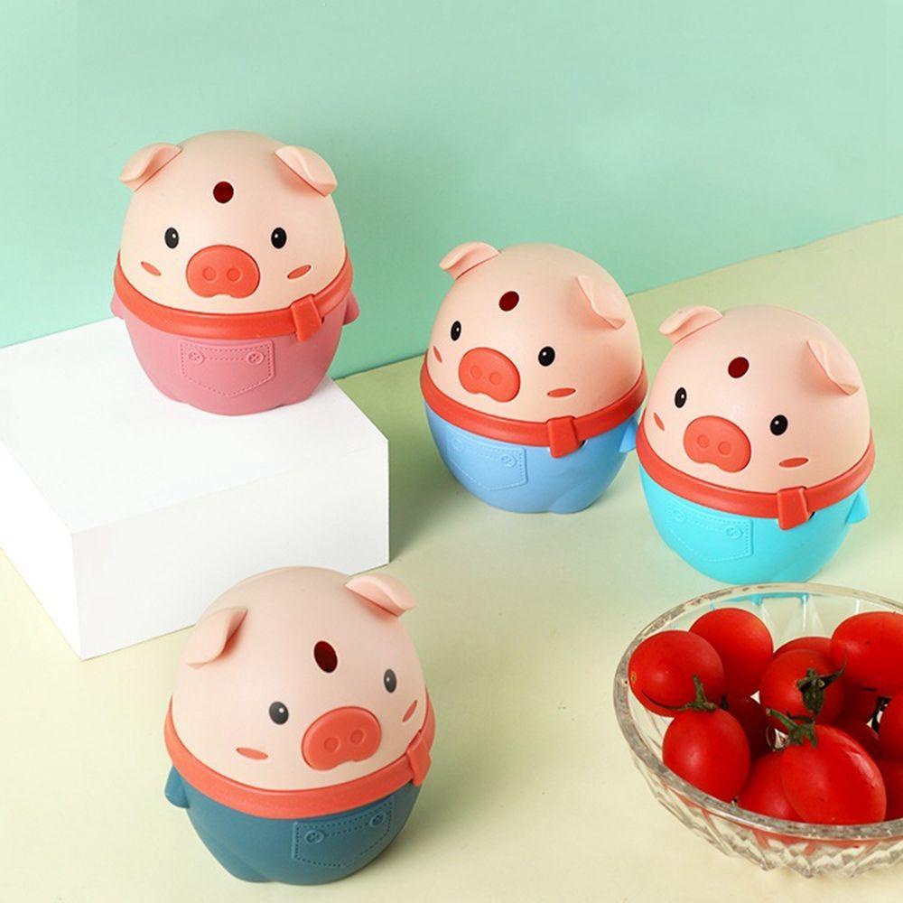 Lọ Đựng Tăm Xỉa Răng Bằng Nhựa PP Mini Hình Chú Heo Dễ Thương Đứng