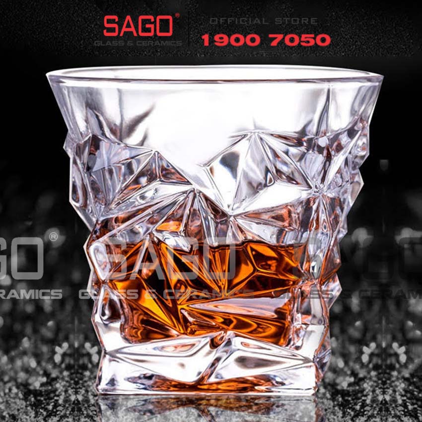 Ly Thủy Tinh Elegant whiskey Diamond Rock Glass 260ml | Cốc Thủy Tinh cao cấp