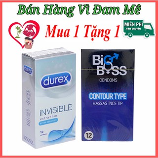 [Mua 1 Tặng 1] Bao Cao Su Siêu Mỏng Durex Invisible Extra Thin hộp 12 Bao tặng 1 hộp bigboss 12 bao