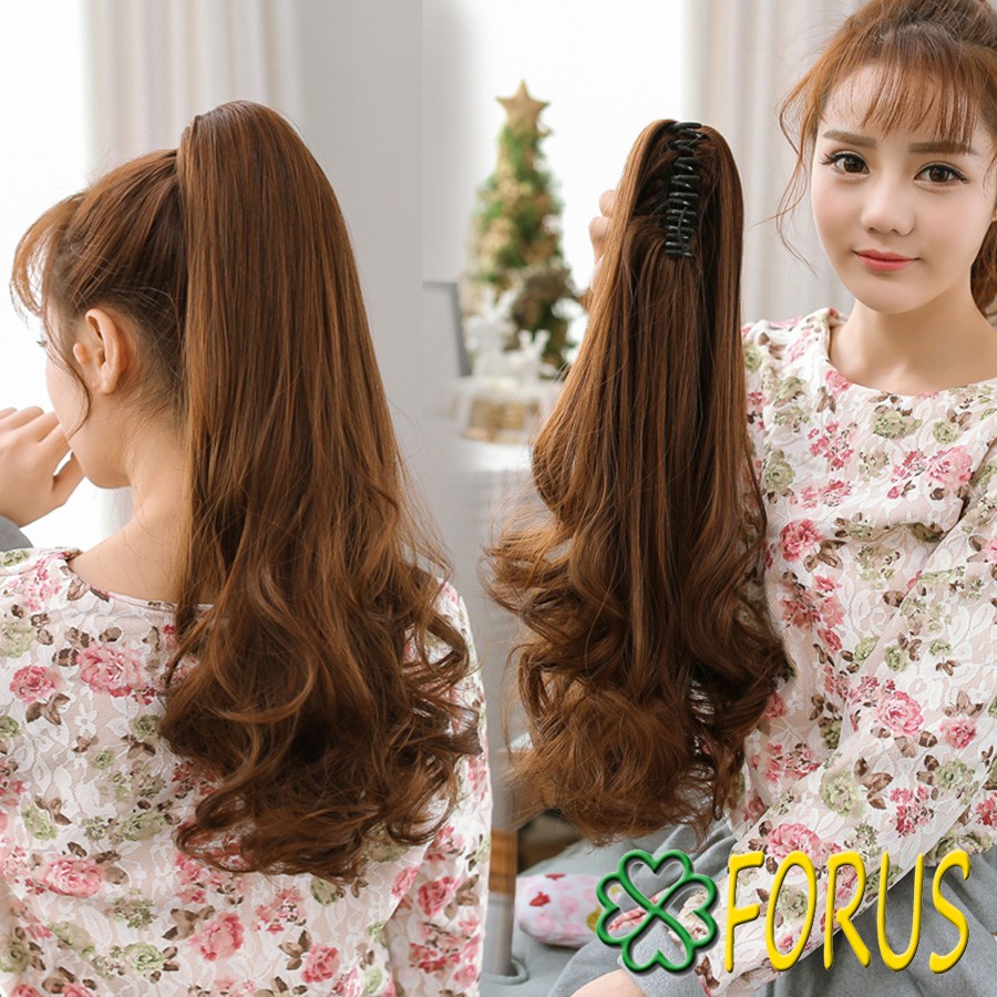 Tóc ngoạm xoăn đuôi 58cm QCT09 ❤️FREESHIP❤️ quặm tóc giả, kẹp ngoạm tóc giả, tóc giả kẹp ngoạm, tóc giả nữ Sỉ 55k