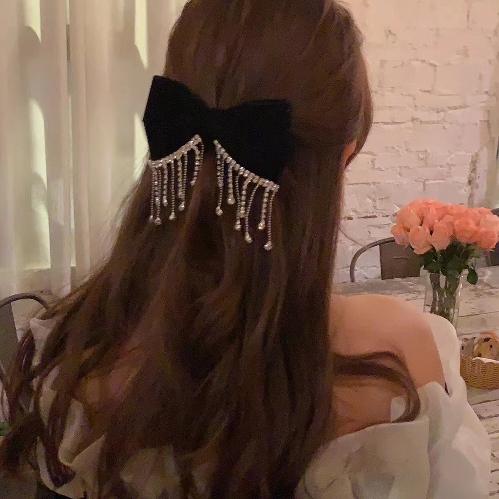 Kẹp Tóc Hình Nơ Lưng Đính Đá Lấp Lánh Xinh Xắn