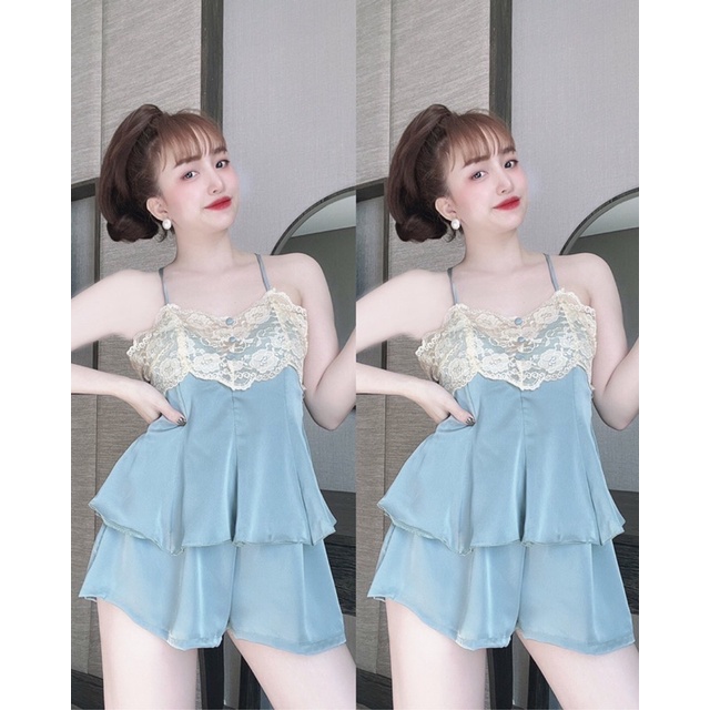 Đồ Ngủ Sexy Cổ Yếm, Đồ Ngủ Nữ Sexy Lụa Satin Cao Cấp kg MD001