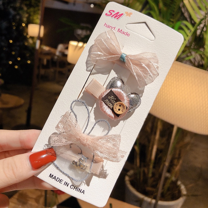 Kẹp Tóc Đính Nơ Kiểu Hàn Quốc Dễ Thương Cho Bé Gái