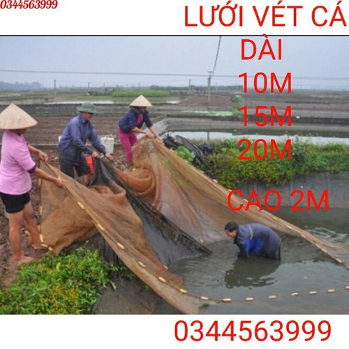 Lưới vét cá dài 15m,20m cao 2m kéo cá ao, hồ, sông