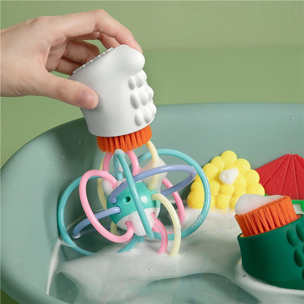 Bàn Chải Giặt Giày Bằng Silicon Lông Mềm Hình Khủng Long Đa Năng