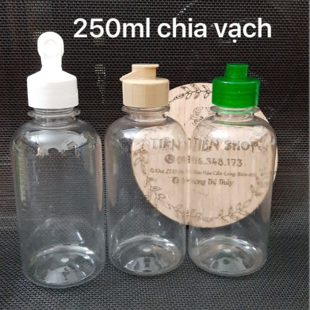 Chai nhựa trong 250ml chia vạch nắp bật