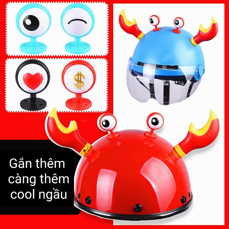 Mắt Cua , Mắt Ếch Gắn Mũ Bảo Hiểm, Phụ Kiện Gắn Mũ Bảo Hiểm Cực Độc, Lạ (Giá 1 chiếc)