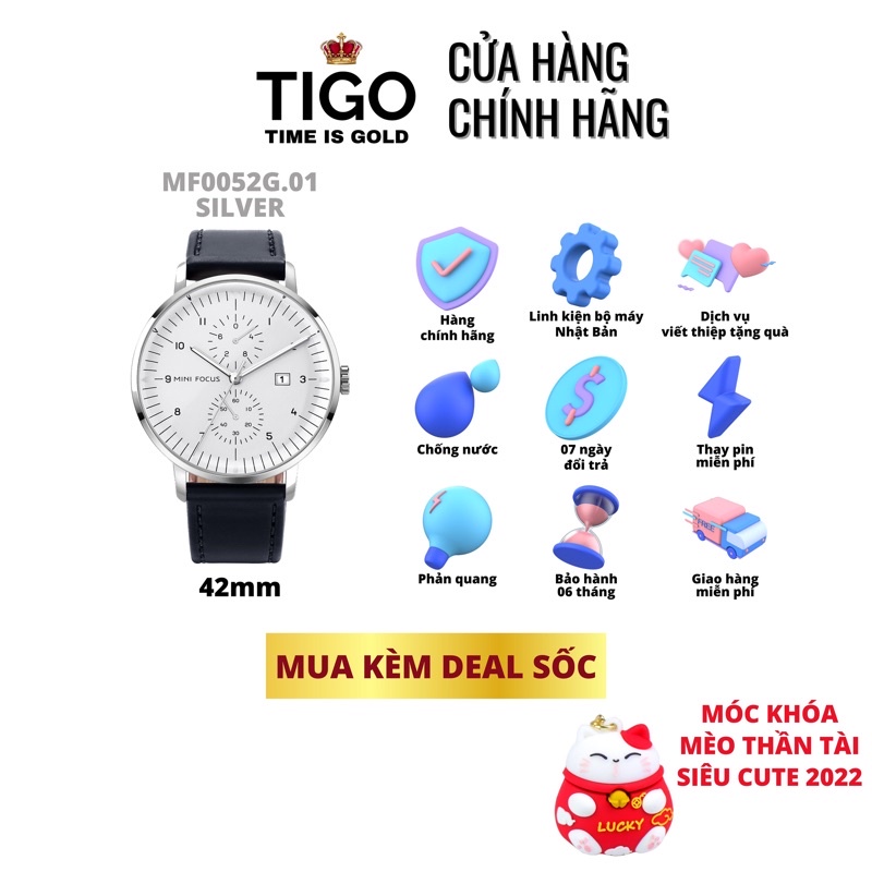Đồng hồ nam MINI FOCUS MF0052G.01 dây da thật màu đen viền thép không gỉ màu bạc 3 kim hàng chính hãng cao cấp Nhật Bản | BigBuy360 - bigbuy360.vn