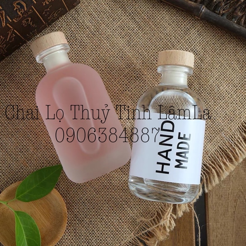 Bình Rượuu Thủy Tinh Tròn Cao Nắp Gỗ Cao Cấp 250ML 375ML 500ML