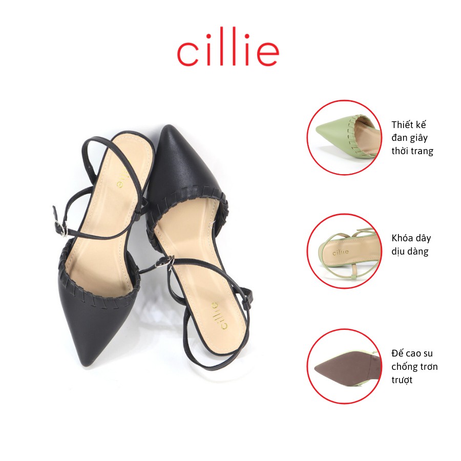 Giày sandal nữ bít mũi hở hậu nhẹ nhàng nữ tính đan dây lạ mắt cao 2cm Cillie 1144