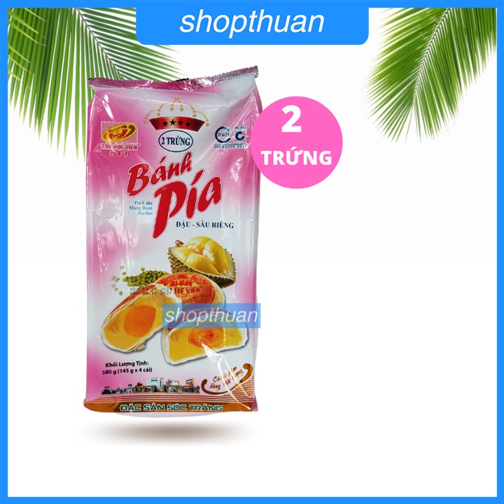 Bánh pía 4 sao 2 trứng đậu sầu riêng trứng muối  580g ( 4 cái ) Tân Huê Viên