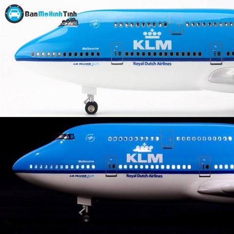 Mô hình máy bay lắp ráp có đèn led KLM Royal Dutch Airlines Boeing B747 47cm Everfly
