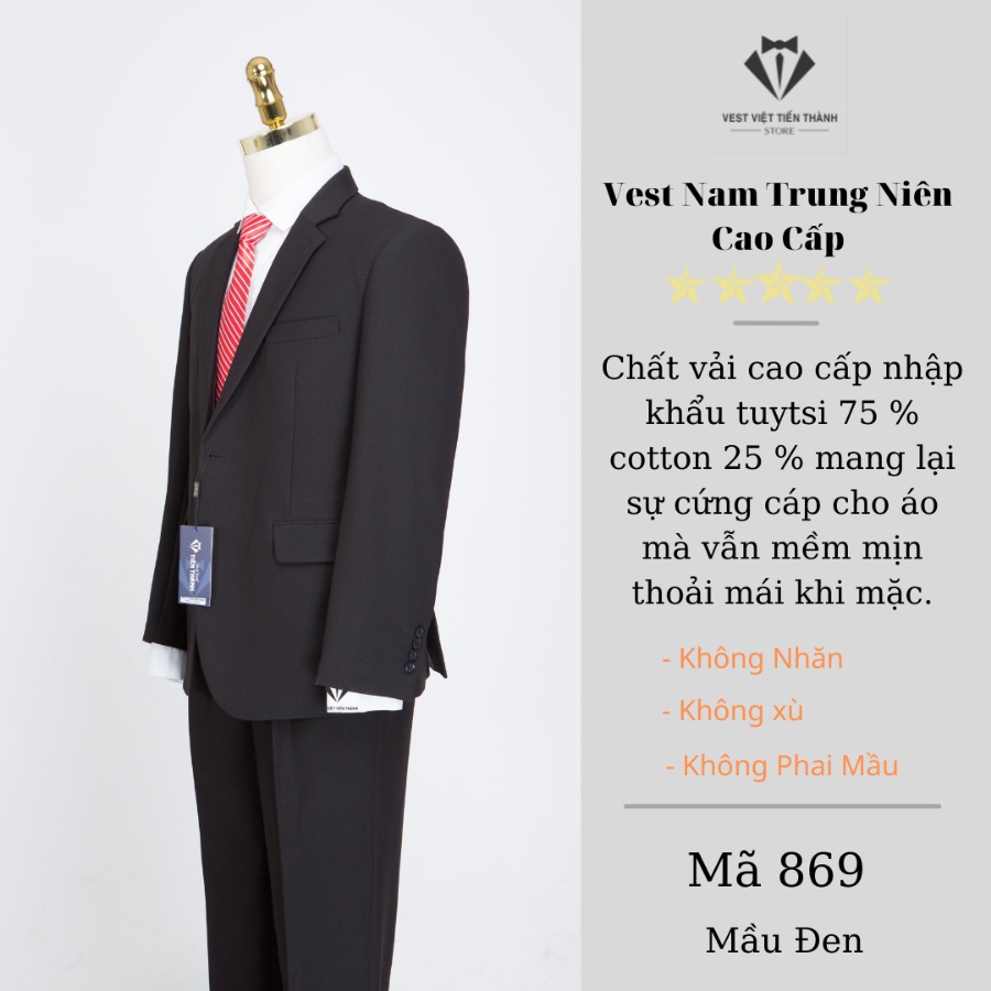 Bộ vest nam trung tuổi vest việt tiến thành chất liệu tuýt si nhập khẩu ấn độ