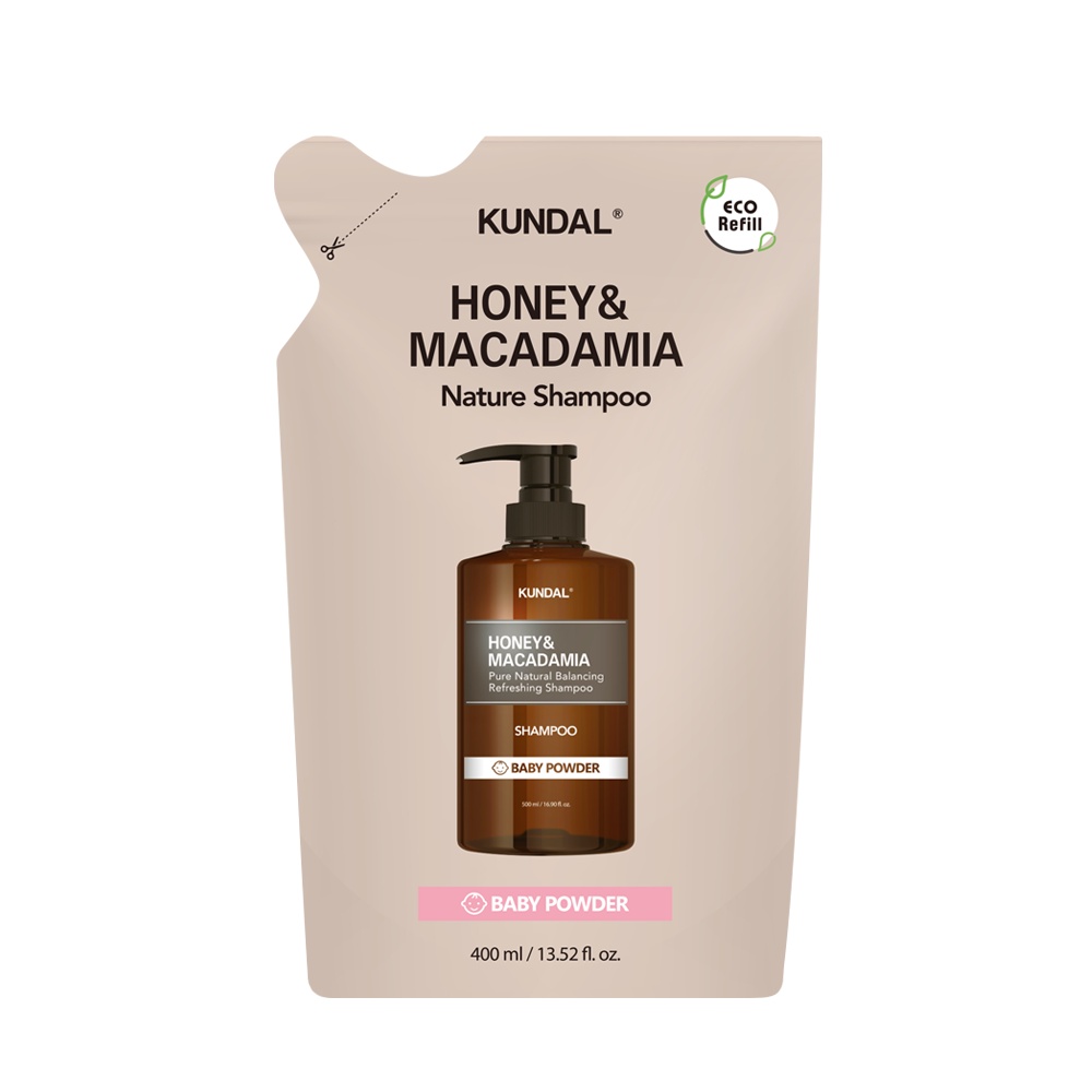 Túi xà phòng tự nhiên KUNDAL mật ong và hạt macca 400ml - 3 hương thơm tự chọn