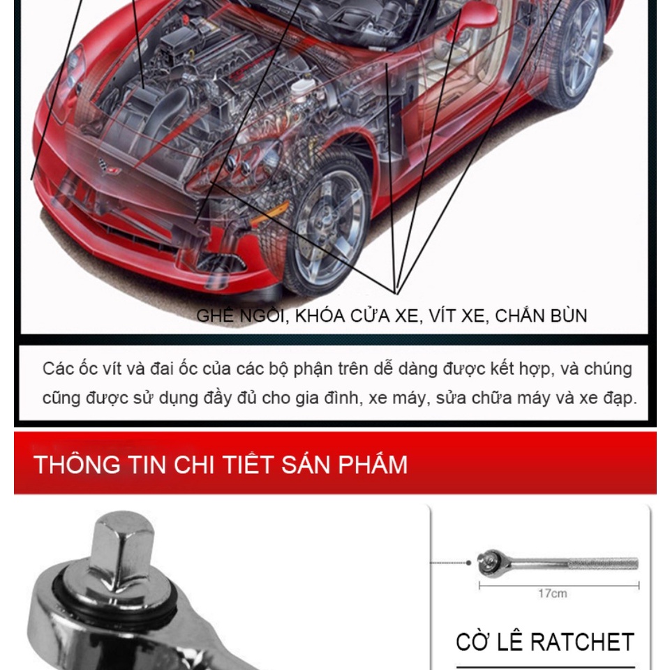 Bộ Đồ Nghề Sửa Chữa 40 món - AIWA Bộ Dụng Cụ Sửa Chữa Ô Tô Và Xe Máy Gồm 39 Dụng Cụ Và 1 Hộp Đựng Tiện Lợi-SK-MT-WXGG-5